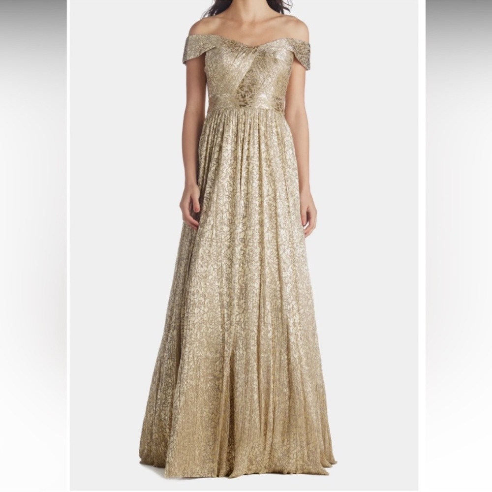 AIDAN MATTOX Women Gold Shimmer Formal Gown Size 2 Concert Wedding Prom NWT